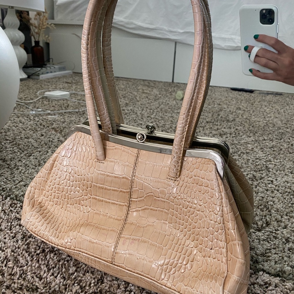 Beige snakeskin shoulder bag